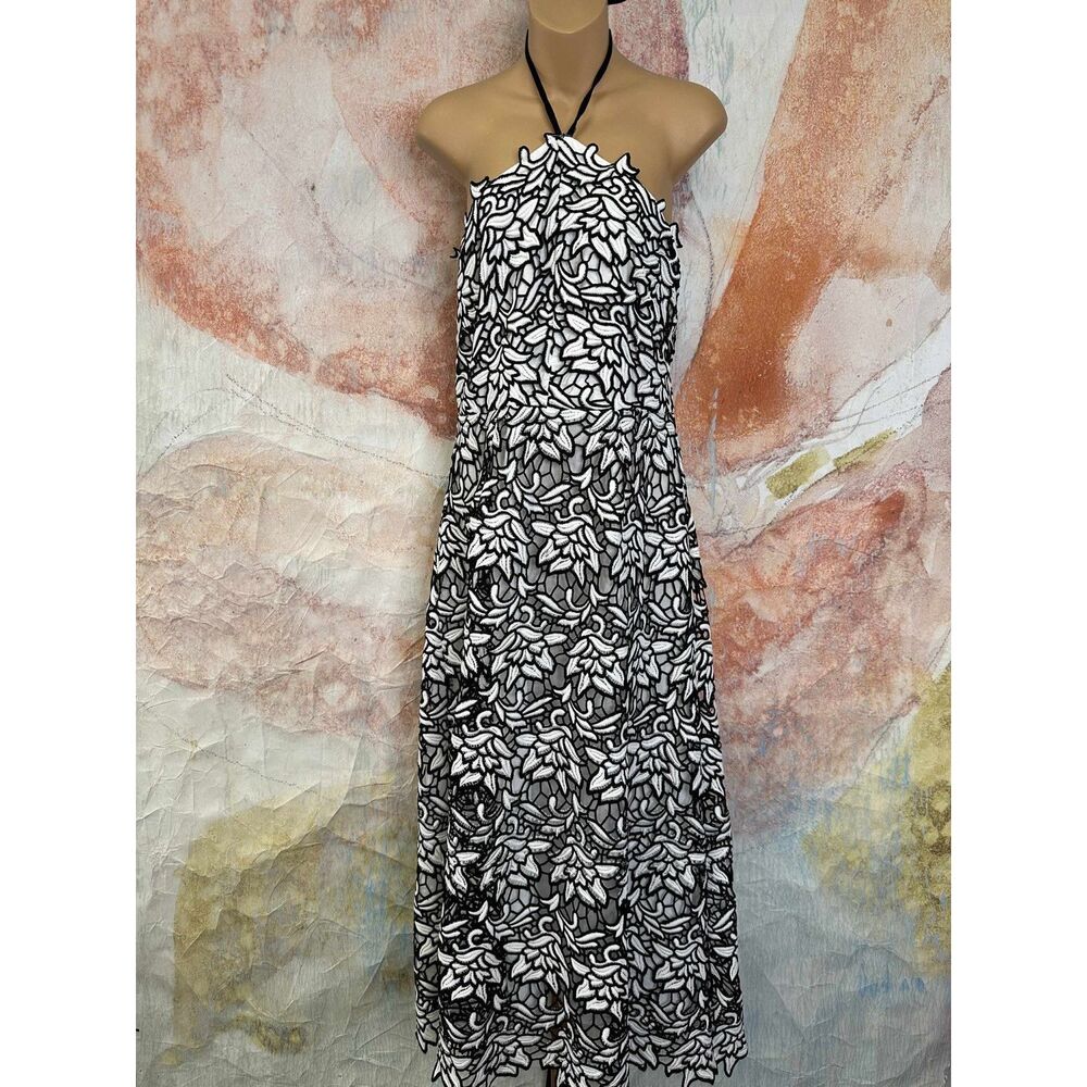Anthropologie Endless Rose Sleeveless Linen Blend Halter Lace Midi Dress - Picture 4 of 7